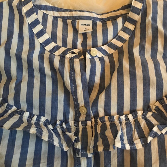 Old Navy Striped Button Down Top Blue Sz M NWT - Picture 2 of 4